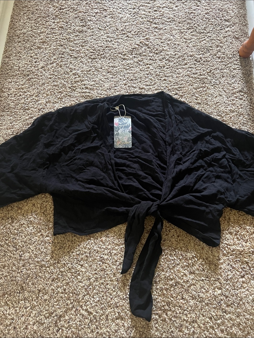 Billabong Black Tie-Front Crop Top